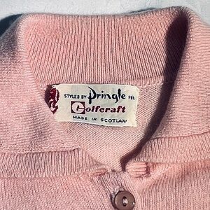 Vintage 1960s Pringle For Golfcraft Scottish Cashmere Pink Collared Cardigan - S